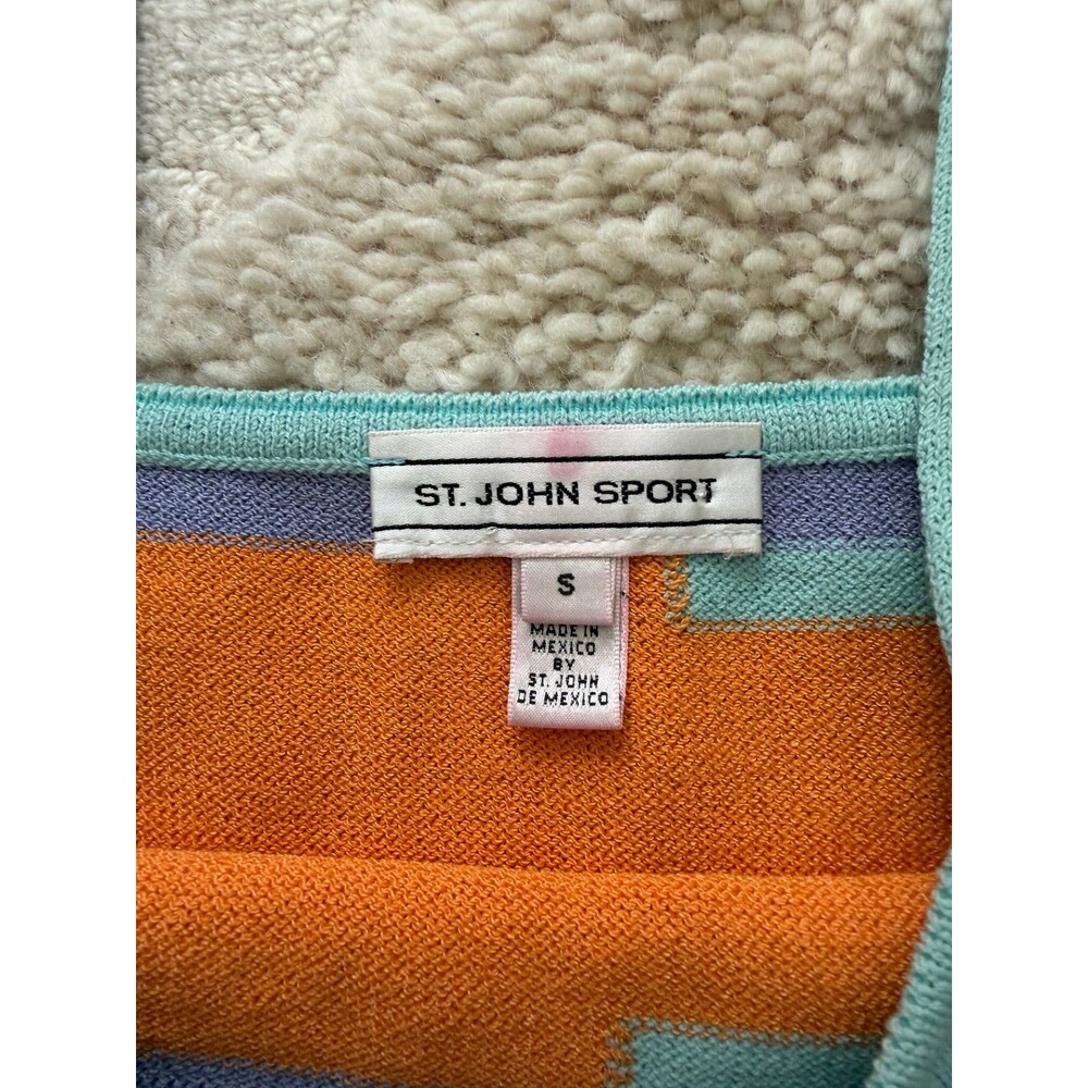 Vintage St. John Sport Knit Tank Top Stripe Y2K Crop Cami S - Picture 2 of 3